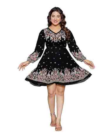 Women’s Black Floral Printed Short Dress